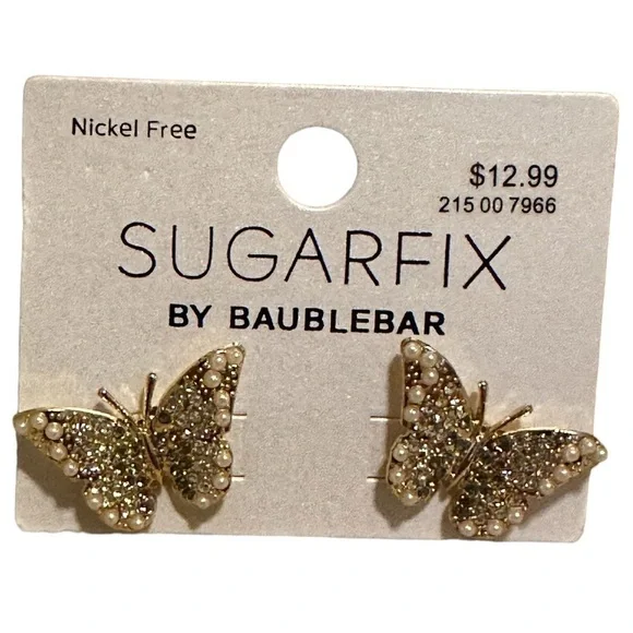 Earrings Shimmery Butterflies, Sugar Fix by Bauble Bar, Nickel Free - Picture 10 of 12